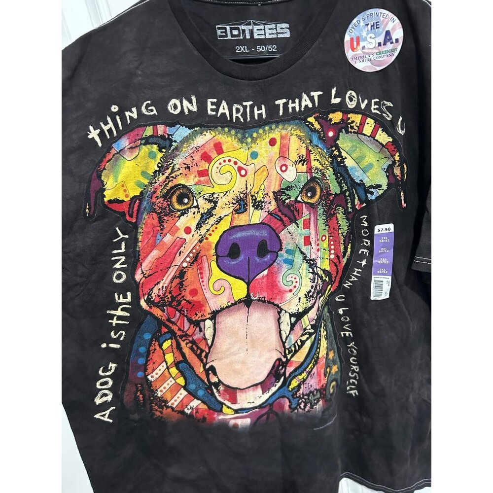 Colorful Dog Graphic T-Shirt NWT 3D Tees Cotton Sz 2XL - Picture 4 of 8